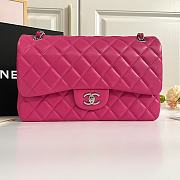 Chanel Large Classic Pink Silver Lamskin Bag - 30x19.5x10cm - 1