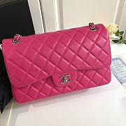 Chanel Large Classic Pink Silver Lamskin Bag - 30x19.5x10cm - 4