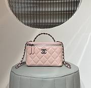 Chanel Clutch With Strap Lamskin Leather Silver Metal Light Pink - 9.5×17×8cm - 1