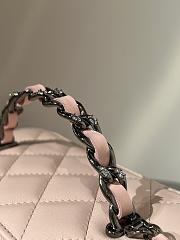 Chanel Clutch With Strap Lamskin Leather Silver Metal Light Pink - 9.5×17×8cm - 4