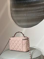 Chanel Clutch With Strap Lamskin Leather Silver Metal Light Pink - 9.5×17×8cm - 3