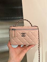 Chanel Clutch With Strap Lamskin Leather Silver Metal Light Pink - 9.5×17×8cm - 2