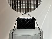 Chanel Clutch With Strap Lamskin Leather Silver Metal Black - 9.5×17×8cm - 6