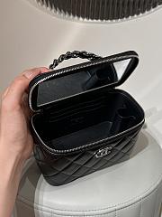 Chanel Clutch With Strap Lamskin Leather Silver Metal Black - 9.5×17×8cm - 3