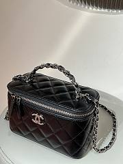 Chanel Clutch With Strap Lamskin Leather Silver Metal Black - 9.5×17×8cm - 4