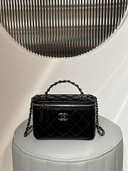 Chanel Clutch With Strap Lamskin Leather Silver Metal Black - 9.5×17×8cm - 2