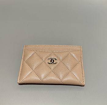 Chanel Classic Card Holder Caviar Gold Beige - 7.5x11.2x0.5cm