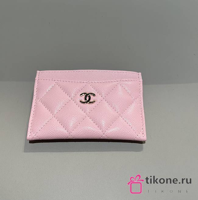 Chanel Classic Card Holder Caviar Gold Pink - 7.5x11.2x0.5cm - 1