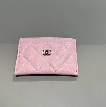 Chanel Classic Card Holder Caviar Gold Pink - 7.5x11.2x0.5cm