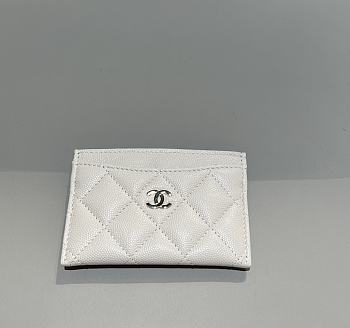 Chanel Classic Card Holder Caviar Gold White - 7.5x11.2x0.5cm