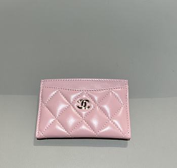 Chanel Classic Card Holder Lamskin Gold Pink - 7.5x11.2x0.5cm