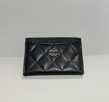 Chanel Classic Card Holder Caviar Gold Black - 7.5x11.2x0.5cm