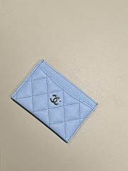 Chanel Classic Card Holder Caviar Silver Blue - 7.5x11.2x0.5cm - 1