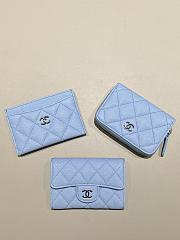 Chanel Classic Card Holder Caviar Silver Blue - 7.5x11.2x0.5cm - 2