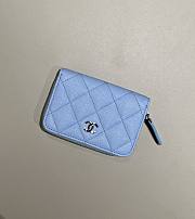 Chanel Classic Zipped Coin Purse Caviar Silver Blue - 7.5x11x2cm - 1