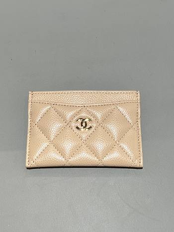 Chanel Classic Card Holder Caviar Gold Light Beige - 7.5x11.2x0.5cm