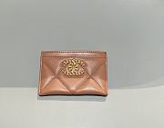 Chanel 19 Card Holder Lambskin Gold Beige - 7.5x11.2x0.5cm - 1