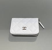 Chanel Classic Zipped Coin Purse Caviar Silver White - 7.5x11x2cm - 1