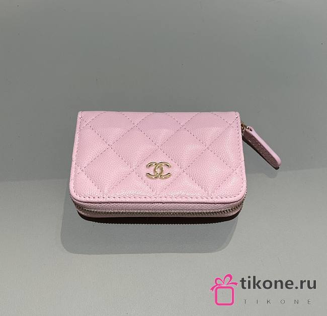 Chanel Classic Zipped Coin Purse Caviar Gold Light Pink - 7.5x11x2cm - 1