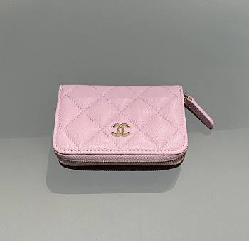 Chanel Classic Zipped Coin Purse Caviar Gold Light Pink - 7.5x11x2cm