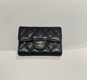 Chanel Classic Flap Card Holder Caviar Gold Black - 7.5x11.3x2.1cm