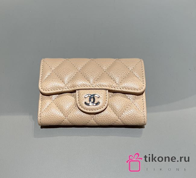 Chanel Classic Flap Card Holder Caviar Silver Light Beige - 7.5x11.3x2.1cm - 1