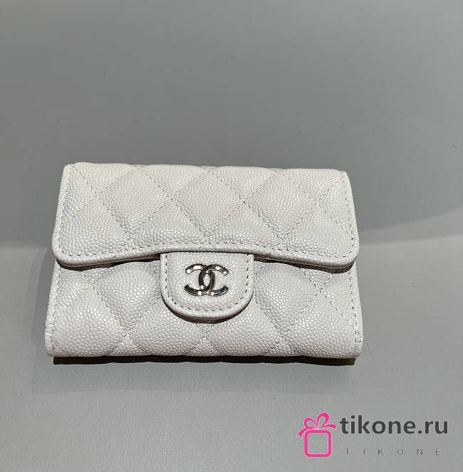 Chanel Classic Flap Card Holder Caviar Gold White - 7.5x11.3x2.1cm - 1