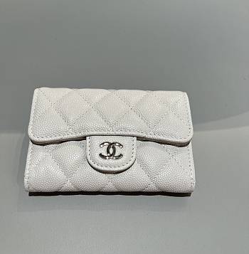 Chanel Classic Flap Card Holder Caviar Gold White - 7.5x11.3x2.1cm