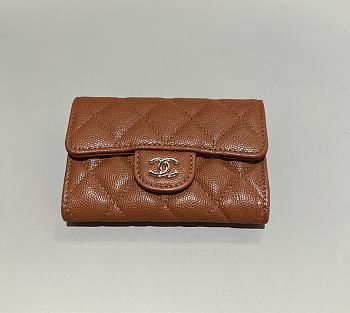 Chanel Classic Flap Card Holder Caviar Gold Brown - 7.5x11.3x2.1cm