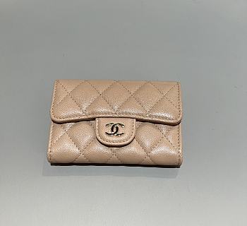 Chanel Classic Flap Card Holder Caviar Gold Beige - 7.5x11.3x2.1cm