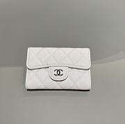 Chanel Classic Flap Card Holder Caviar Silver White - 7.5x11.3x2.1cm - 1