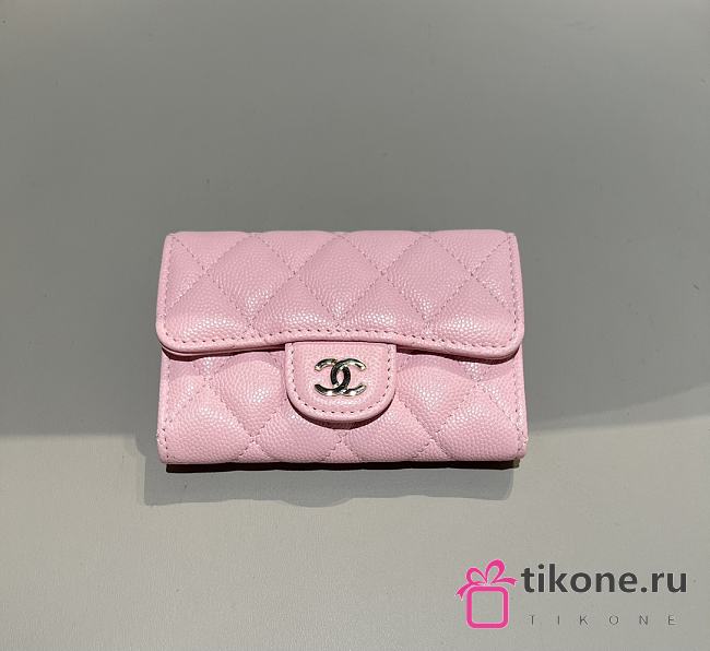 Chanel Classic Flap Card Holder Caviar Gold Pink - 7.5x11.3x2.1cm - 1