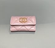 Chanel 19 Flap Card Holder Lambskin Gold Pink - 7.5x11.3x2.1cm - 1