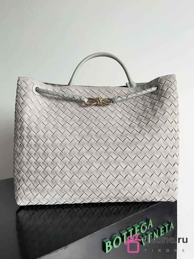 Bottega Veneta Large Andiamo Intrecciato Suede Gray - 42x35x18cm - 1