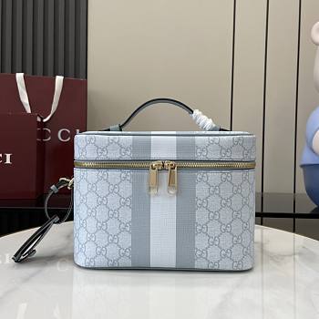 Gucci Ophidia Medium Travel Bag Dusty Blue GG Canvas - 25x17.5x15cm