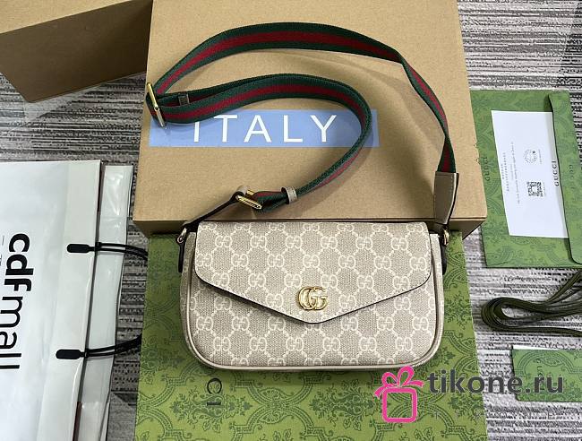 Gucci Ophidia Mini Bag Beige and Oatmeal GG - 22x13x4cm - 1