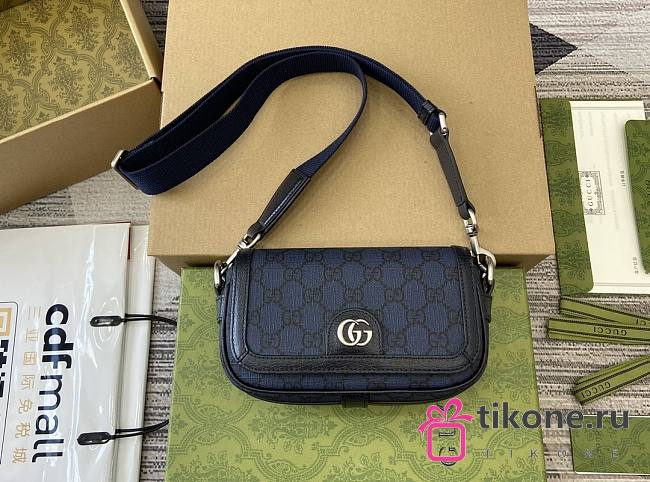 Gucci Ophidia Super Mini Shoulder Blue and Ebony GG - 18.5x10x5.5cm - 1