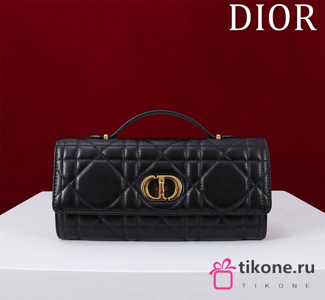 Dior Miss Caro Top Handle Pouch Black Macrocannage Lambskin - 24x12x4cm - 1