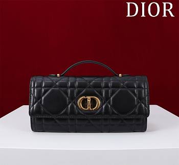 Dior Miss Caro Top Handle Pouch Black Macrocannage Lambskin - 24x12x4cm