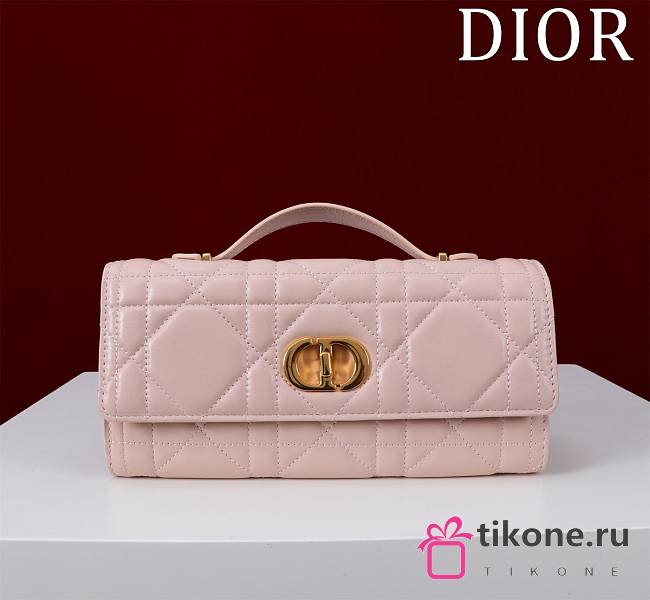 Dior Miss Caro Top Handle Pouch Pink Macrocannage Lambskin - 24x12x4cm - 1