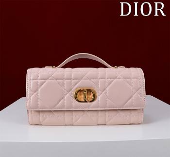 Dior Miss Caro Top Handle Pouch Pink Macrocannage Lambskin - 24x12x4cm