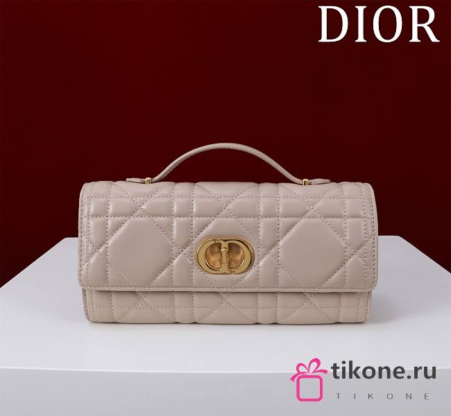 Dior Miss Caro Top Handle Pouch Beige Macrocannage Lambskin - 24x12x4cm - 1