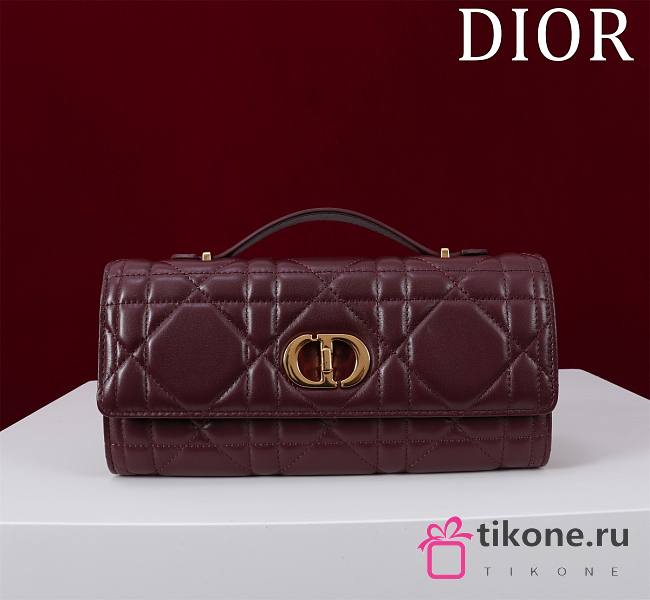 Dior Miss Caro Top Handle Pouch Burgundy Macrocannage Lambskin - 24x12x4cm - 1