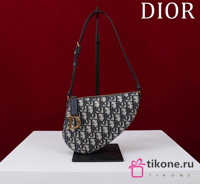 Dior Saddle Rodeo Pouch Blue Dior Oblique Jacquard - 20x15x5cm - 1