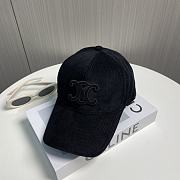 Celine Triomphe Baseball Cap In Corduroy Black - 4