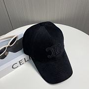 Celine Triomphe Baseball Cap In Corduroy Black - 5