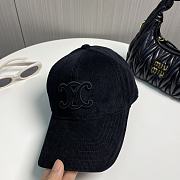 Celine Triomphe Baseball Cap In Corduroy Black - 2