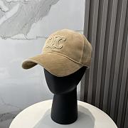 Celine Triomphe Baseball Cap In Corduroy Beige - 1