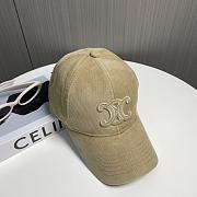 Celine Triomphe Baseball Cap In Corduroy Beige - 4