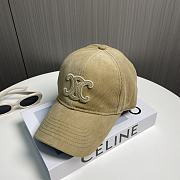 Celine Triomphe Baseball Cap In Corduroy Beige - 3